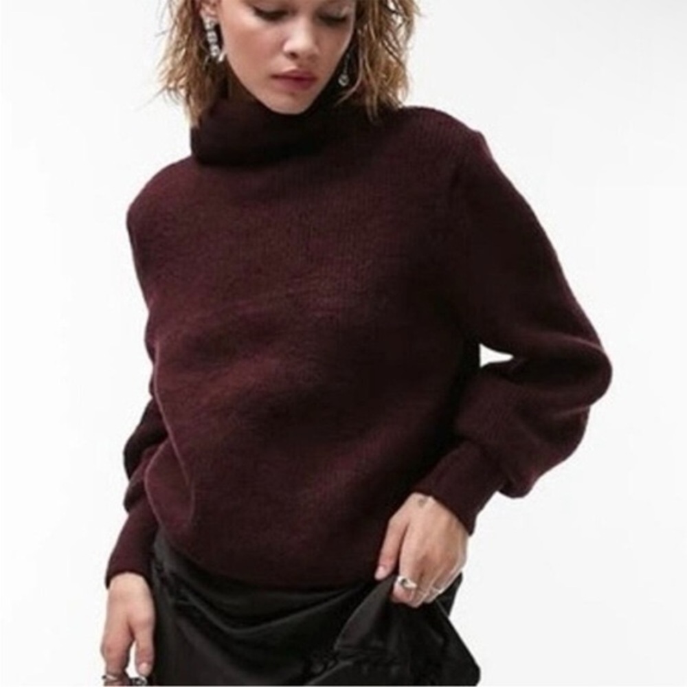 Topshop Deep Burgundy Turtleneck Sweater
